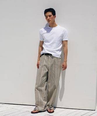Lolangseoul Need Stripe Wide Denim Pants(Ivory)