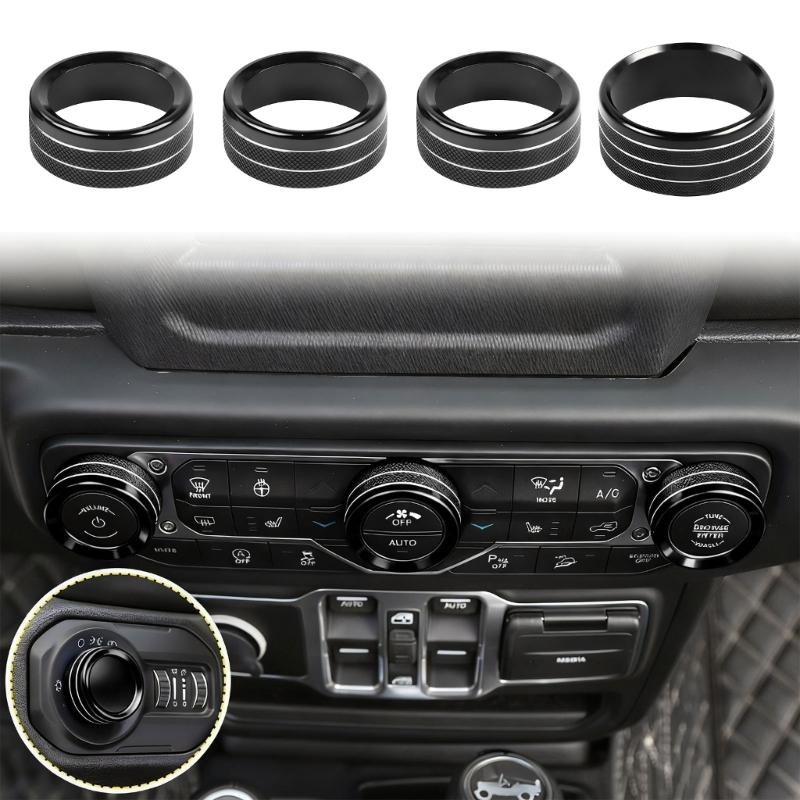 Air Conditioning Switches Knob Cover for 2018 To 2022 JLU Models Easy Snap On Installation Aluminum Upgraded Interior St