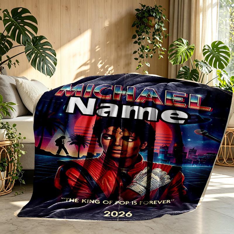 Personalisierte Michael Jackson Druckdecke mit individuellem Namen, Heimdekoration, Schlafzimmer, Sofa, Camping, Couch, Geschenke für Geburtstag WeihnachtenEnthusiasten