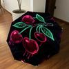1pc Cherries Neon Automatic Open/Close Umbrella Compact Folding Umbrella with 8-Rib Shaft for Women/Men, Elegant Birthday1180S