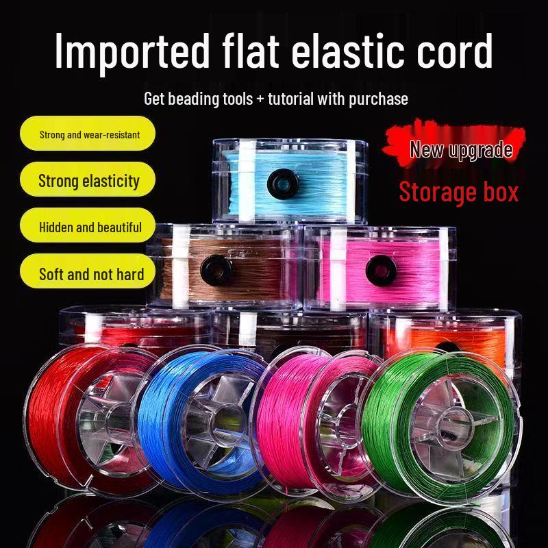 Upgraded High-Elastic Flat Cord: 50 Meters of High-Density, High-Resilience Craft and Beading Line for Bracelets - Classic Style
