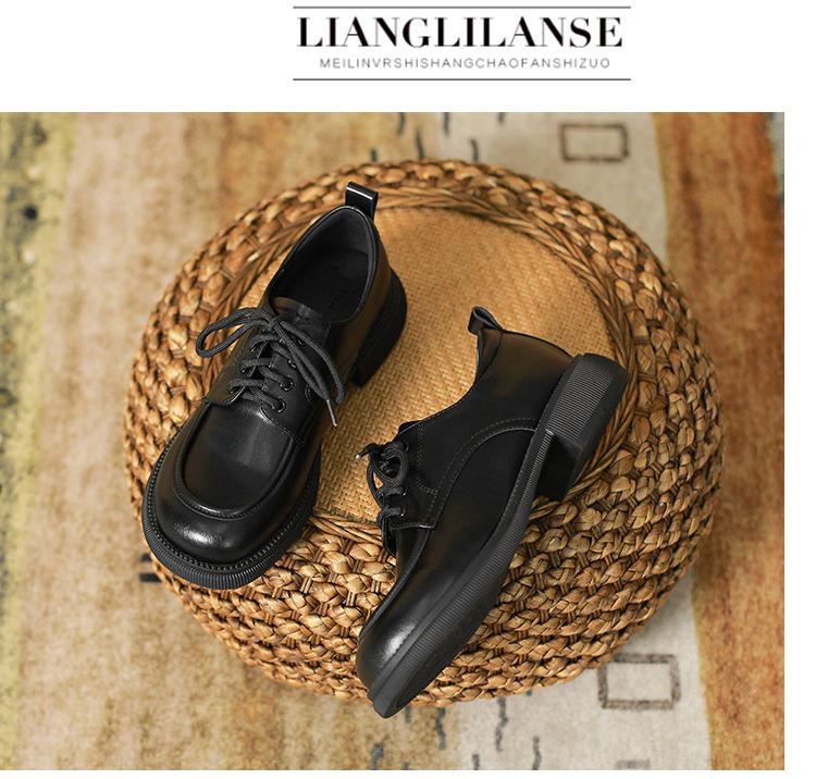 Women's Genuine Leather Lace-up Loafers - Spring/Summer 2024 Slip-on Flats with Soft Sole