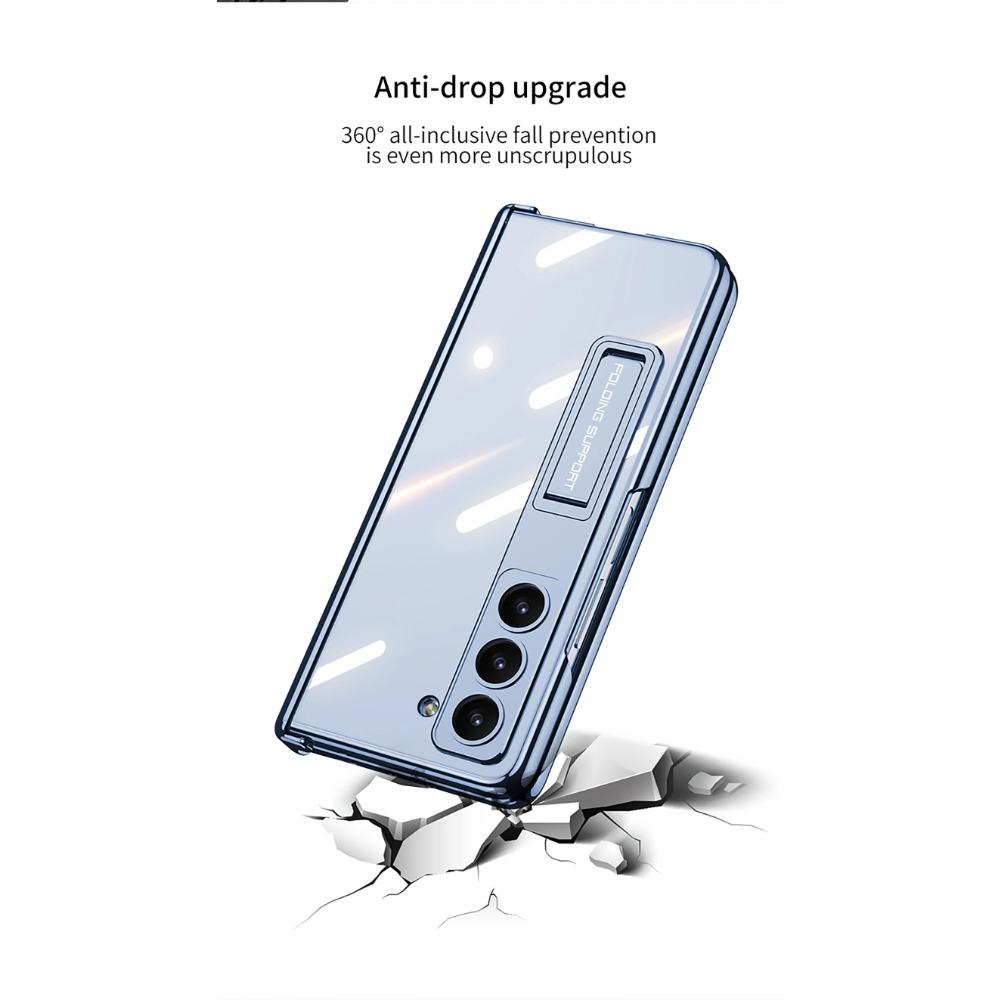 Transparenter galvanisierter Rahmen Magnetscharnierschutz Harte PC-Telefonabdeckung für Samsung Galaxy Z Fold 6 5 4 Hülle mit Halterung
