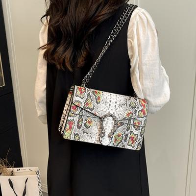 Ny moderigtig high-end slangeskinds Bacchus taske enkelt skulder crossbody trendy dame taske