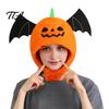 Halloween Costume Headgear Bat Pumpkin Head Hat, Cute Spooky Full Mask for Adults Festive Roleplay Hat Kids, Soft Plush Prop Party Cosplay,