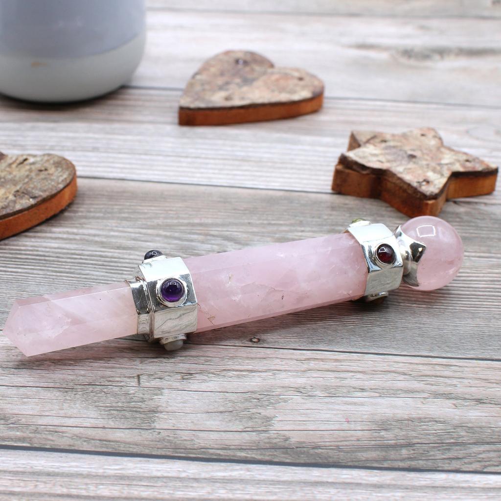 Rose Quartz Crystal Wand Hexagonal 12cm