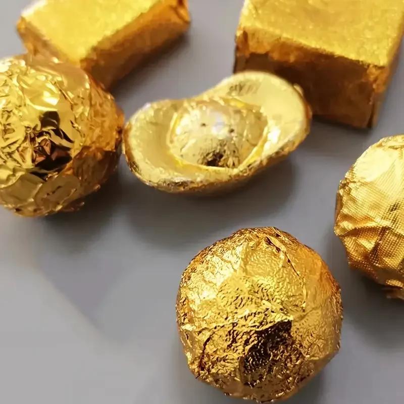 100pcs 10cm Gold Aluminium Foil Wrapper Paper Wedding Chocolate Paper Candy Wrapping Paper Sheets Wedding Party Candy Packaging