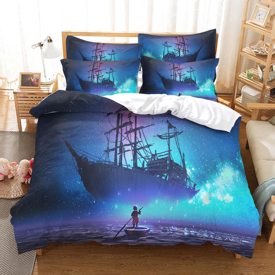 Home Bedding Set, Duvet Cover, Pillowcase, King Queen Full-size 3D Couple Outdoor Scenery Pattern Duvet Cover, Boys and Girls, Teenagers Gift