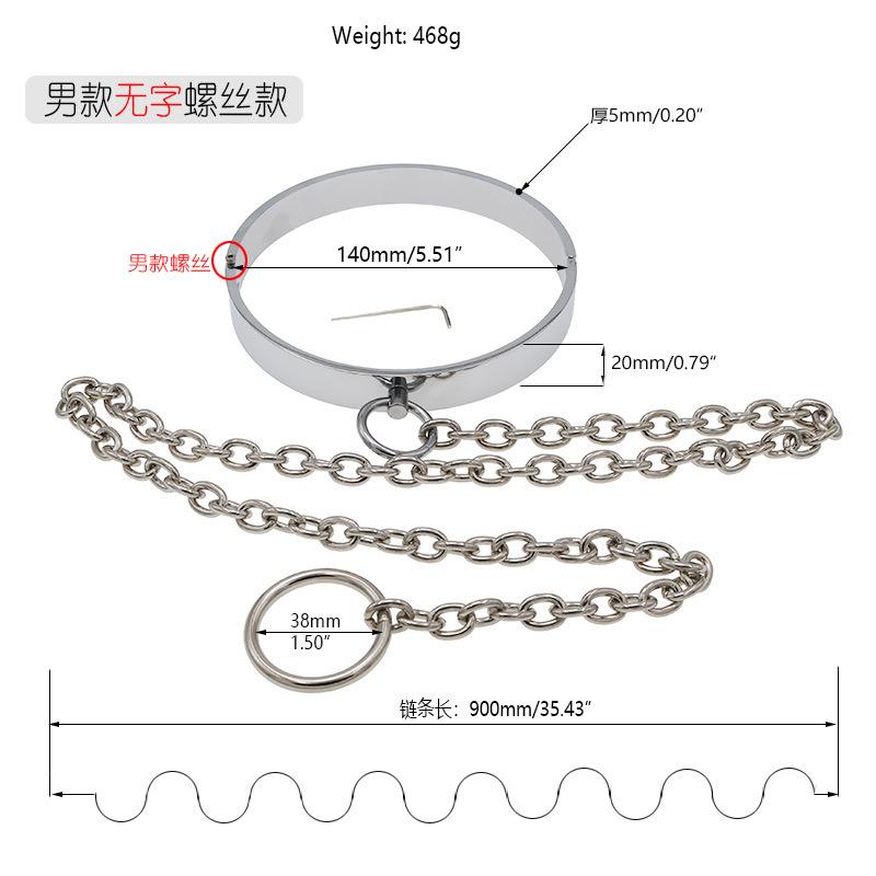 Metal Collar Sexy Toys with Traction Chain Bracelet Men and Women Alternative Adult Toy Props Passion