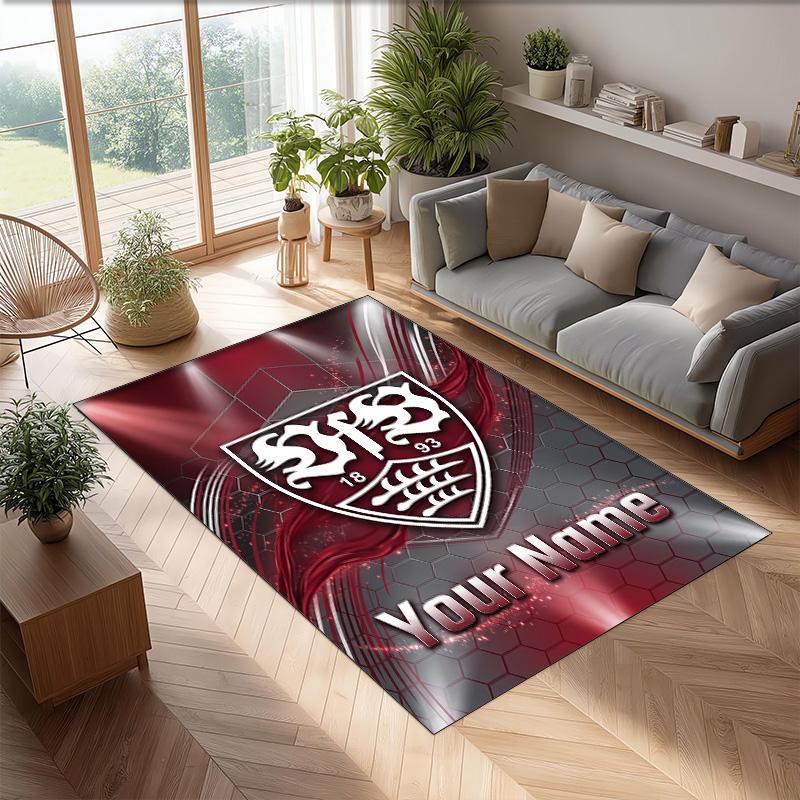 Tapis en Velours Cristal Imprimé VfB Stuttgart FC Tapis en Velours Cristal Antidérapant Pour Canapé Chambre Décoration Intérieure Maison