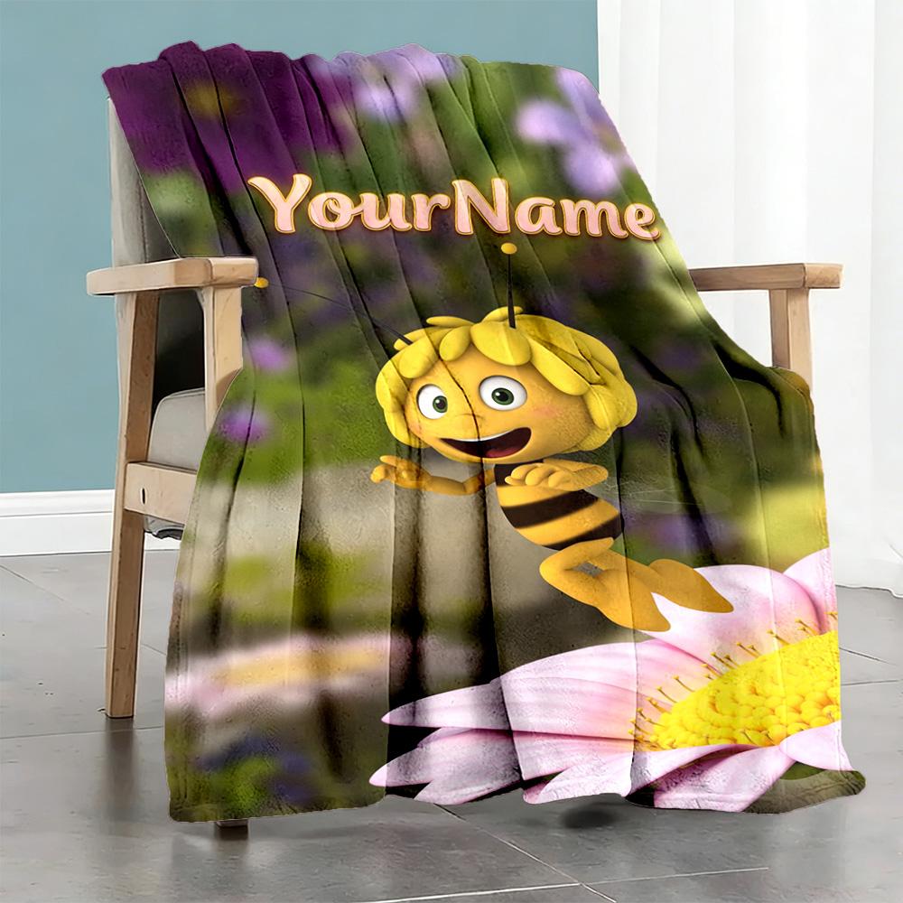 Biene Maja Personalisierte Textdecke Leichte Personalisierte Decke Langlebiger Komfort Überwurf für Bett Nickerchen Picknicks Büro für Alle Anlässe