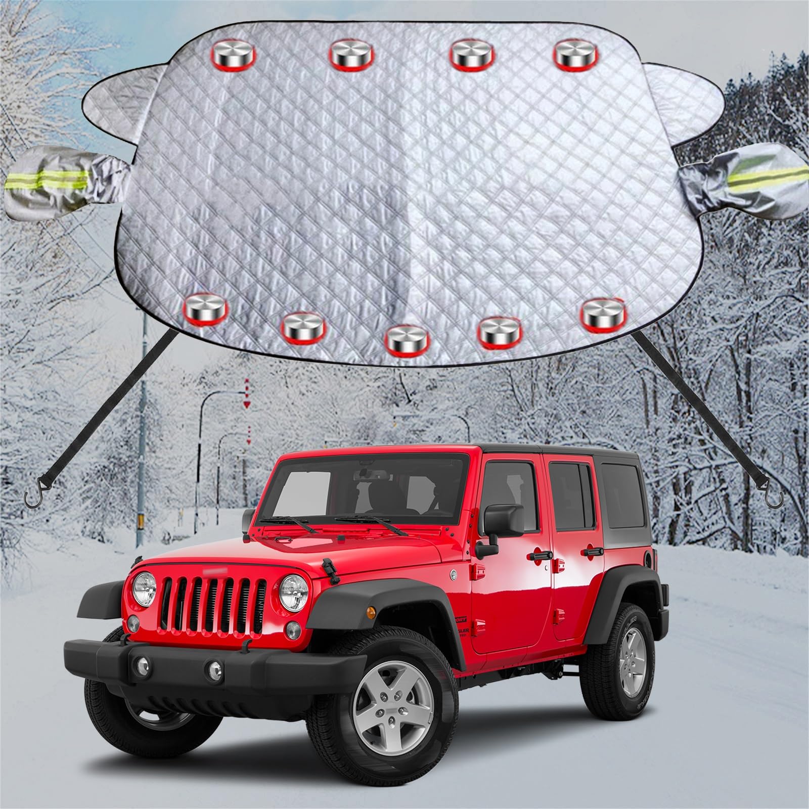 Jeep Wrangler car front cover, 5-layer thick, built-in 9 strong One size серебряный