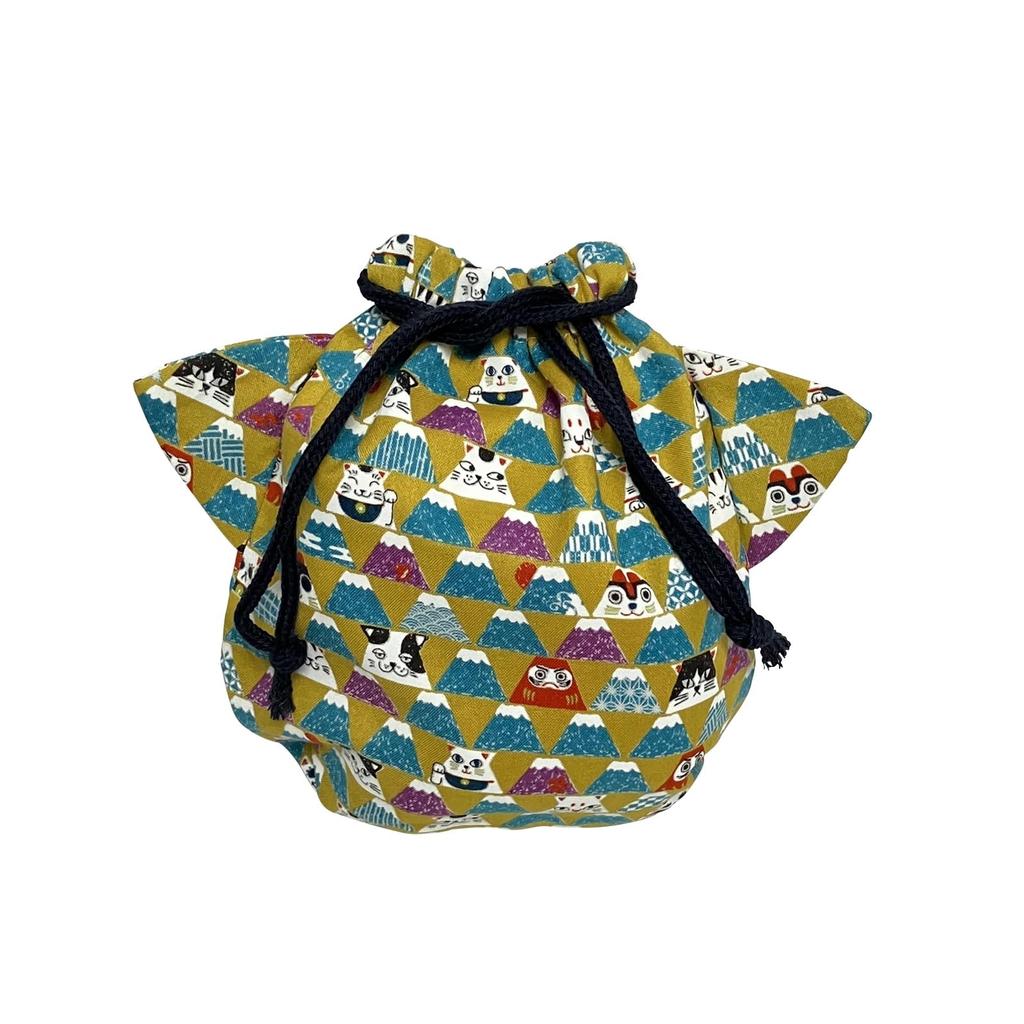 drawstring pouch for small and Made in Product Japanese-style cat-shaped items, cosmetics, accessories. Japan. code ki-172 (V).
