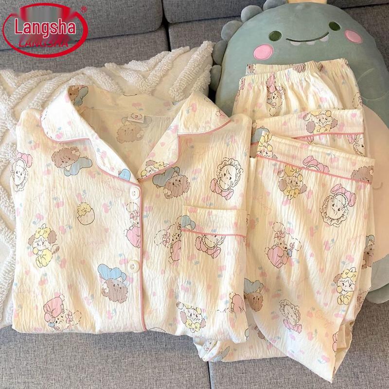 Langsha Women s Cartoon Cloud Pajama Set M как на фото