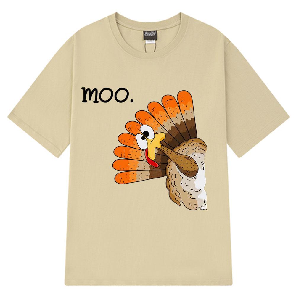 2025 Summer Funny Turkey Moo Funny Meme Tshirt Men Women Harajuku 100 Cotton Hiphop Oversized Streetwear Leisure Tshirts S