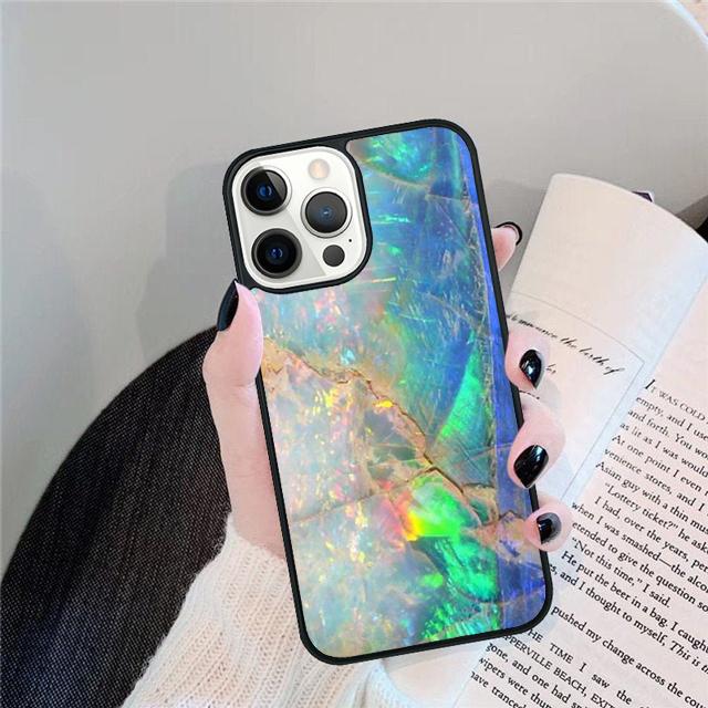 Opal Stone Iridescent Phone Case Cover For iPhone 17 Air 15 16 14 13 12 Pro Max 11 Pro Max Plus Coque Shell