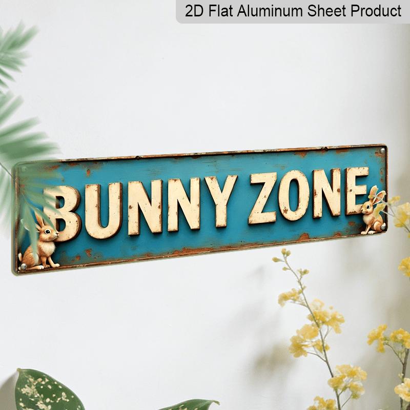 Retro Country Style Rabbit Area Metal Sign-humorous Rabbit Wall Art Aluminum Decorative Sign, Durable Aluminum 3.9x15.7 Inch Indoor/outdoor Wall