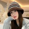 Versatile Color Blocked Knitted Fisherman Hat Korean Outdoor Windproof and Warm Wool Hat Casual Face Showing Small Basin Hat New