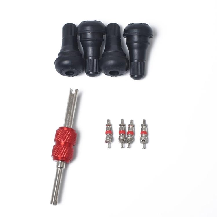 Snap-in Short Black Rubber Valve Stem  with Valve Core Wrench for Tubeless 0.453 Inch 11.5mm Rim Holes on Standard Vehicle Tires
