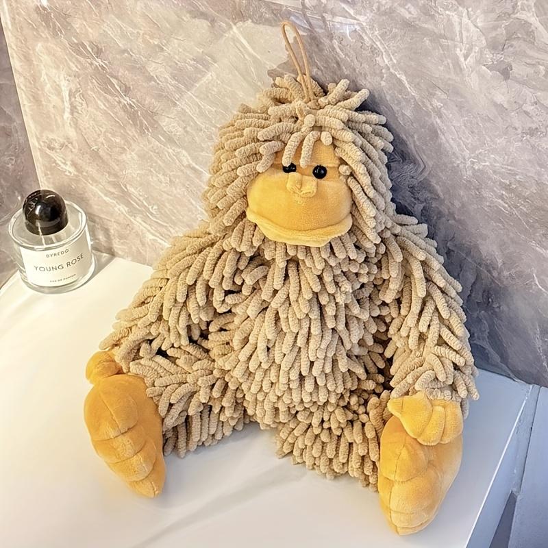 1pc Cute Gorilla-Shaped Hand Towel Soft Chenille, Absorbent Kitchen Bathroom Towel with 100% Polyester, Modern Home Decor, Durable Stylish Gift Idea,