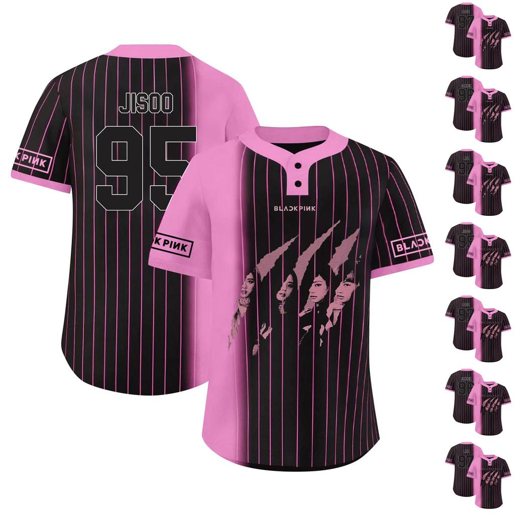 Women's Button Loose Printed Short-sleeved Baseball Jacket