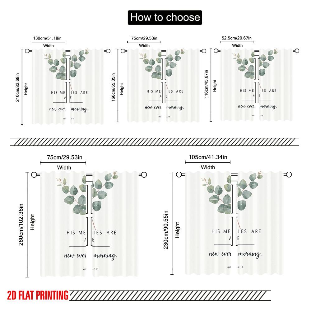 2pcs 2D Flat Printing Party Curtain Eucalyptus New Mercies Morning Polyester Without Electricity Family Party Perfect for Living