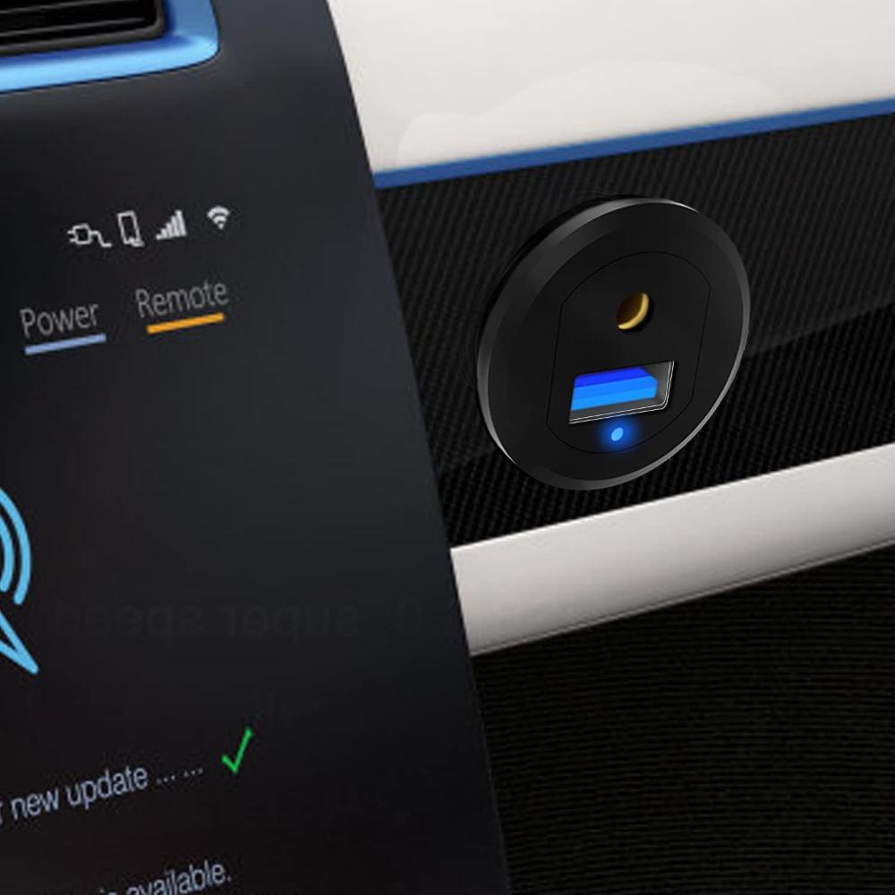 3ft Waterproof Extension Cable USB 3.0 Dash Panel Car Mount Flush Cable AUX 3.5mm Port