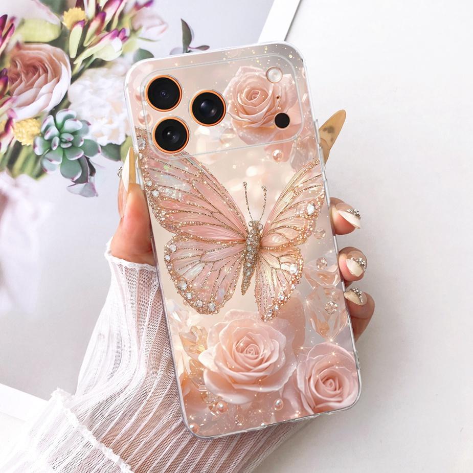 For Apple iPhone 17 Pro Max Case Luxury Flowers New Painted Cover Clear Silicone Case For iPhone 17 Air iPhone17 Pro Soft Fundas