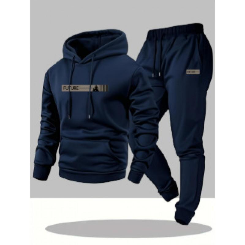Mens Hooded Oversized Sweatshirt Set Long Sleeve Top Pants Casual Sportswear