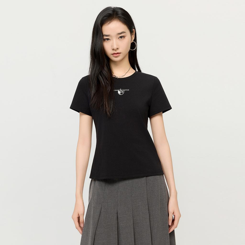 Fashionable and simple round neck letter printed short sleeved T-shirt