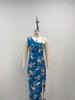 2025 European-American One-Shoulder Bodycon Maxi Dress with High Slit and Summer Print