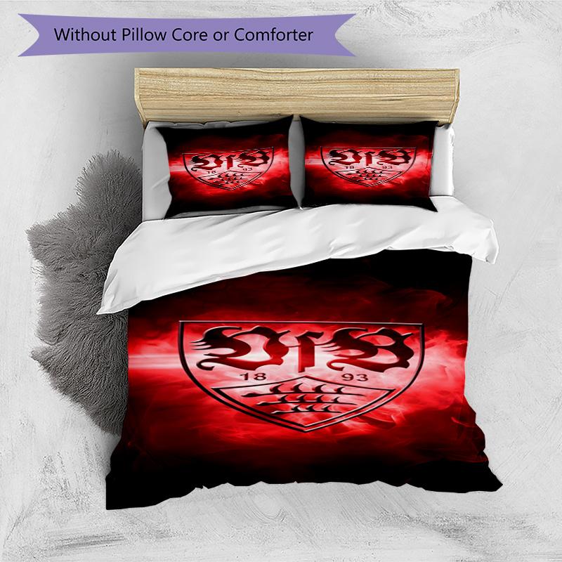 Vfb Fc Crest Printed Pattern Duvet Cover Set – includes 1 duvet cover and 2 matching pillowcases Bedroom decor Christmas gifts