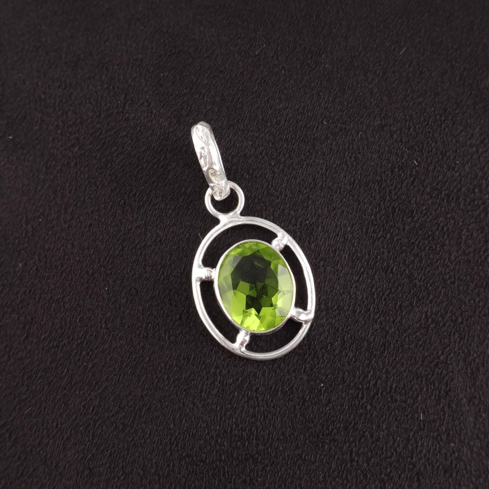 

Dainty Peridot Gemstone 925Sterling Silver Pendant Elegant Handcrafted Jewelry PP-6-3