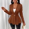Giacche Autunnali Monocolore alla Moda da Donna con Maniche Lunghe Testurizzate Slim Giacche Eleganti a Bottone Singolo da Donna