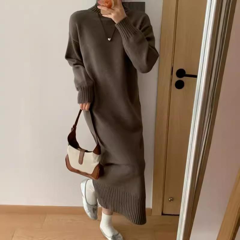 New autumn and winter knitted dress loose big board temperament lazy bottoming shirt sweater women