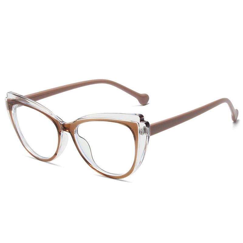 Retro TR90 Double Color Cat Eye Women Glasses Frame Fashion Pink Clear Anti-Blue Light Optical Men Eyewear Frame