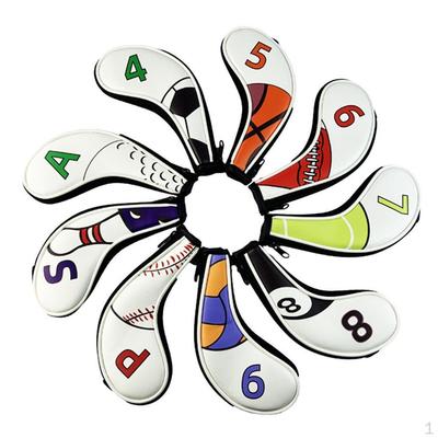 Set of 9 Professional Golf Club Iron Covers Protective for Head