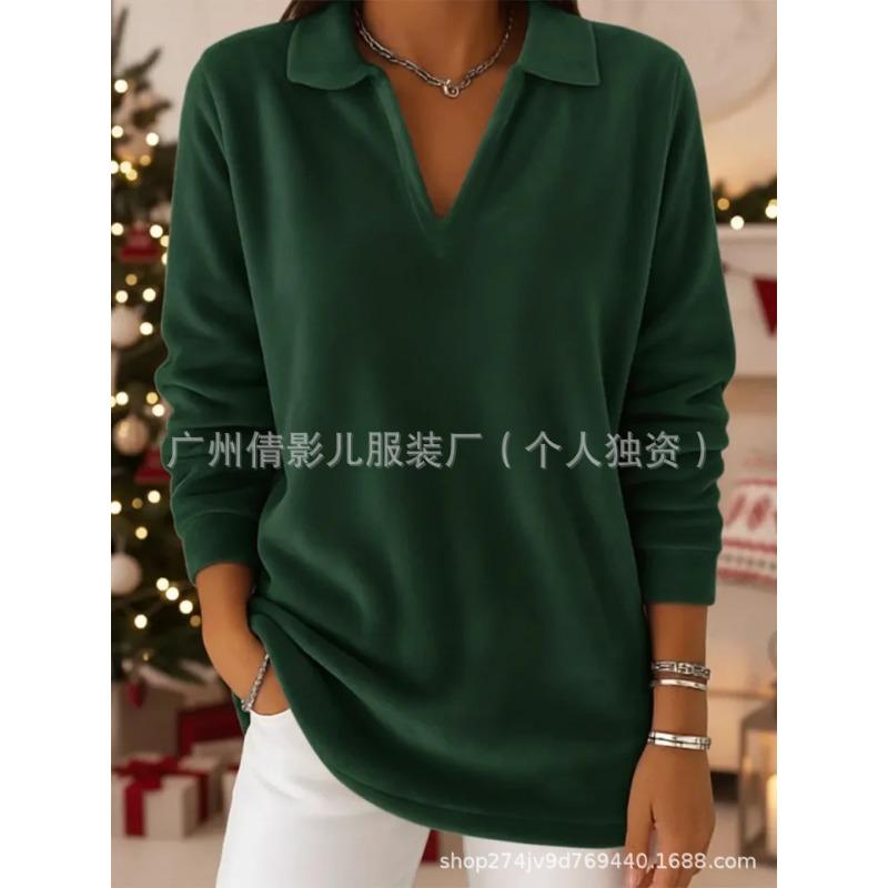 Solid Color Pullover Autumn and Winter Casual Loose and Fashionable Retro Long-sleeved Pullover Sweatshirt Top