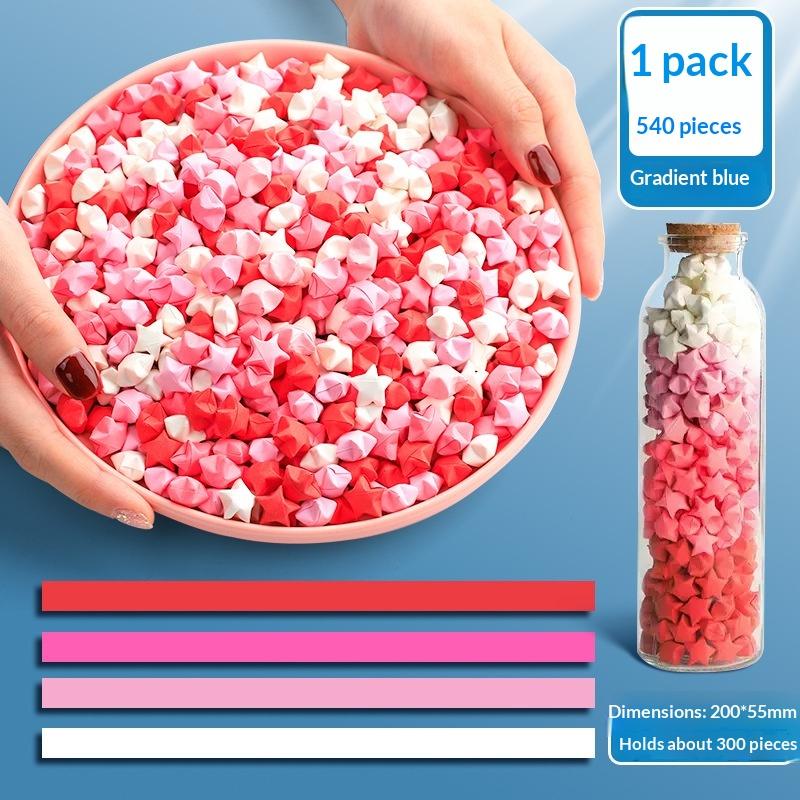 540PCS Gradient Color Star Origami Paper Art Craft Paper DIY Handmade Star Paper Strip Double Side Ucky Stars Folding Paper