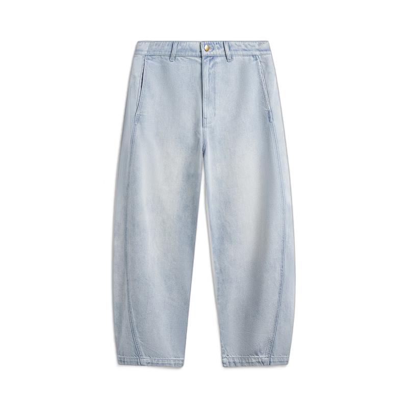 Li-Ning Men s Washed Blue Straight-Leg Denim Jeans AJQW001 M