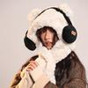 Winter Thickened Cute Headphones Bear Hat Scarf Plush Ear Protection Lei Feng Hat Riding Cold Pullover Hat