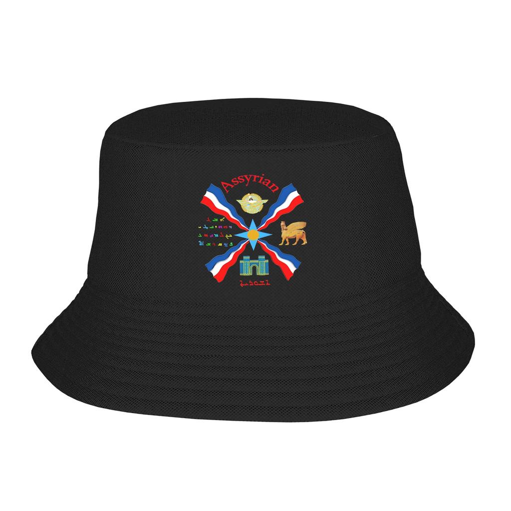 Assyrian Bucket Hat Summer Retro FisherUnisex Hats For Women Portable Travel Hiking Caps Hip Hop Printed Sun Hats