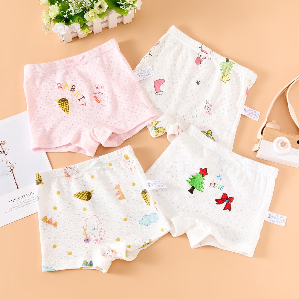 תחתונים בוקסר מכותנה רשת לילדים, נושמים, מצוירים, חבילה של 4, מכנסיים קצרים יוניסקס דרגה א'