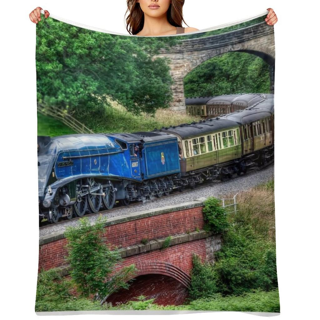 60007 Sir Nigel Gresley Locomotive Throw Blanket Beautifuls Luxury Designer Winter beds Sofa Blankets