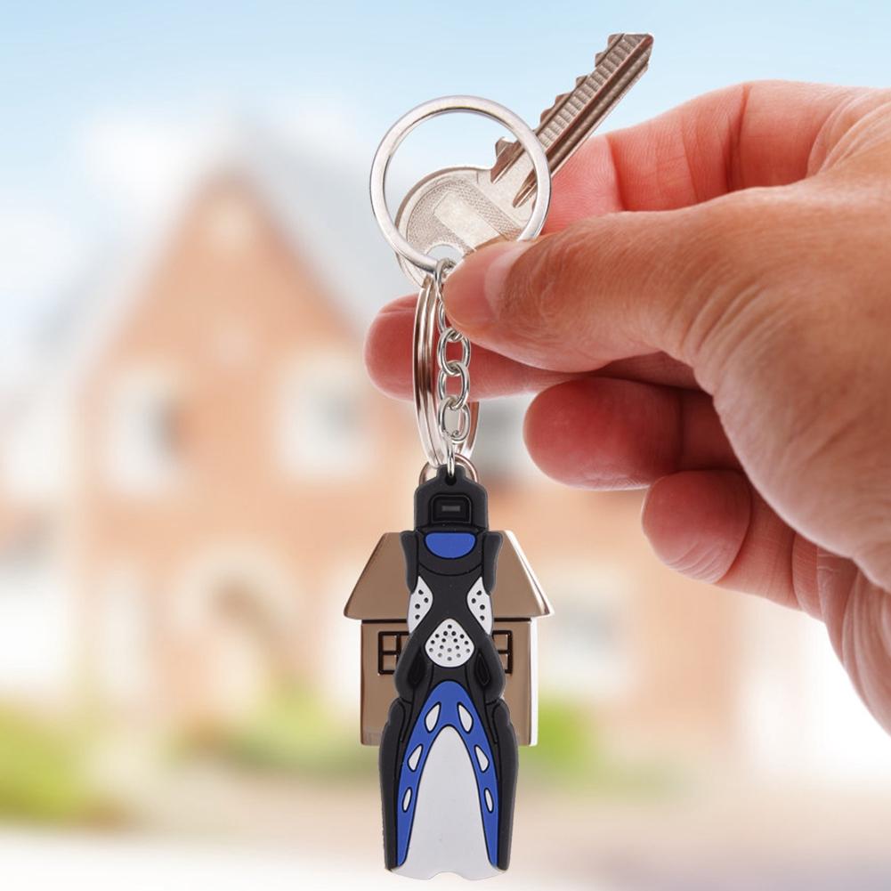 PVC Diving Theme Key Unique Short Flipper Shape Keychain Fin Key Gift