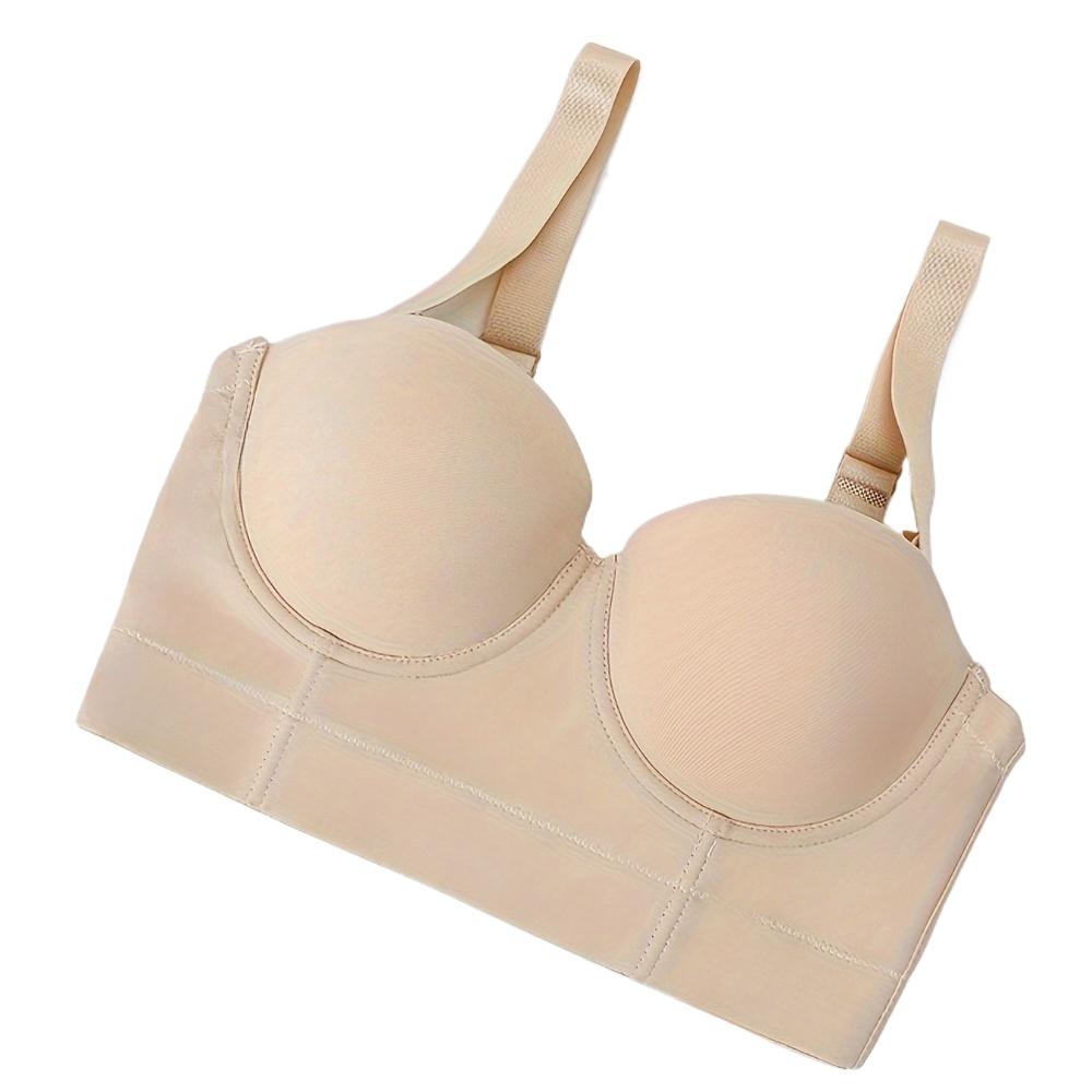 

Женский бесшовный гладкий бюстгальтер на косточках, пуш-ап, с широкой нижней частью, полупрозрачная чашка CD 40/90CD бежевый