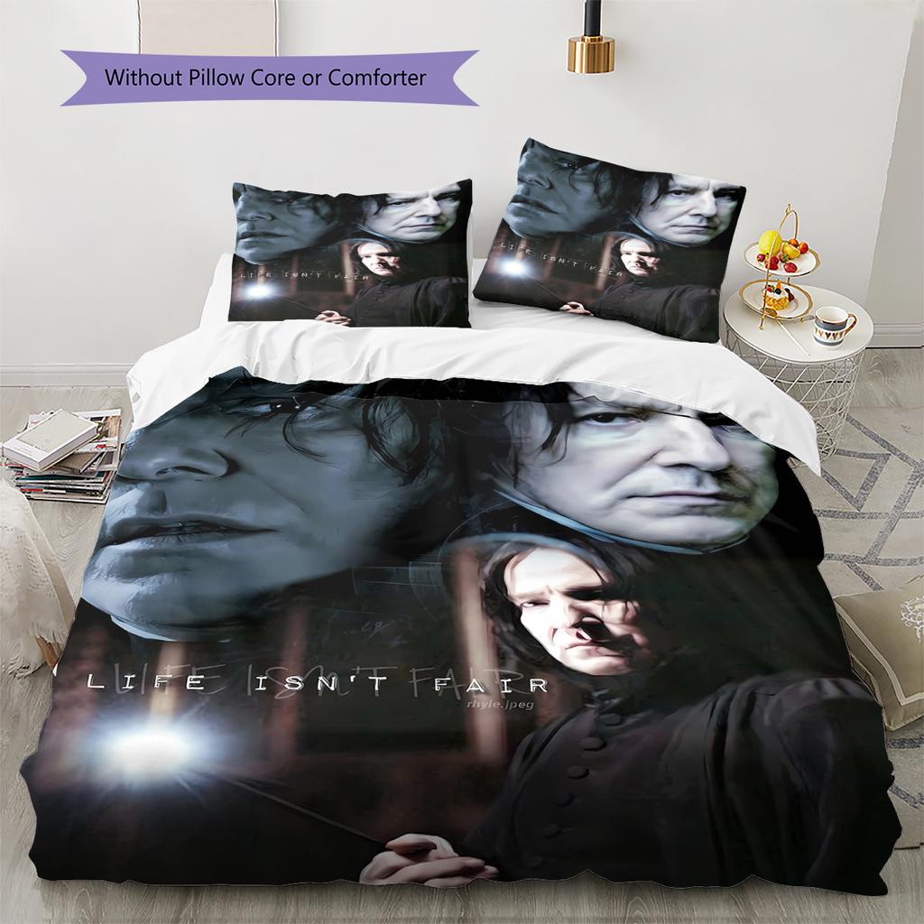 Severus Snape Pattern Bedding Quilt Set Quilt Cover Pillowcase Home Decoration Gift (1 * duvet cover + 2 * pillowcase, without core)