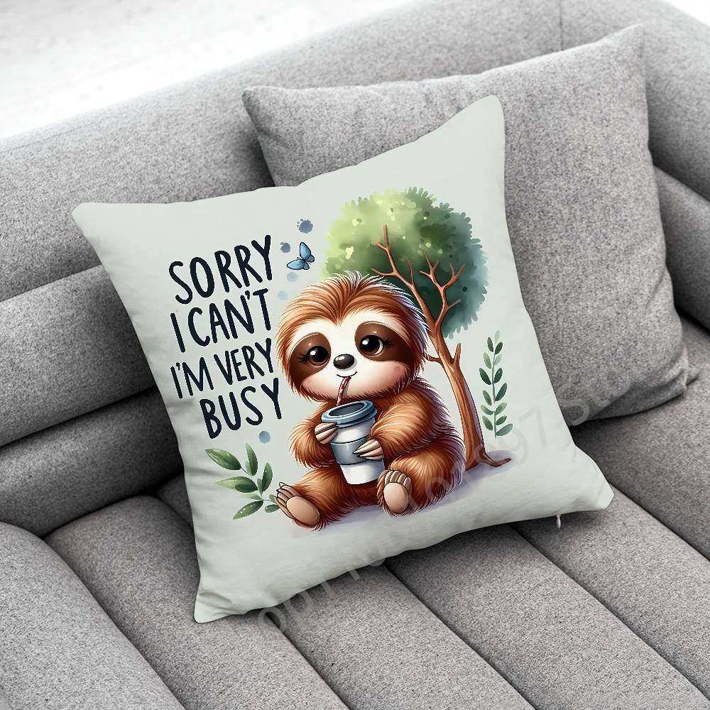 Yoga Sloth Sleep Cute Throw Pillow Case For 45*45cm 40cm 30cm 50cm 55cm Square Home Pillowcase Case