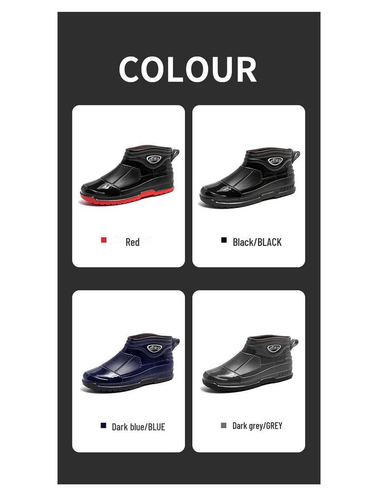Men's Waterproof Short Rain Boots with Cotton Lining - Non-Slip Winter Wading Shoes