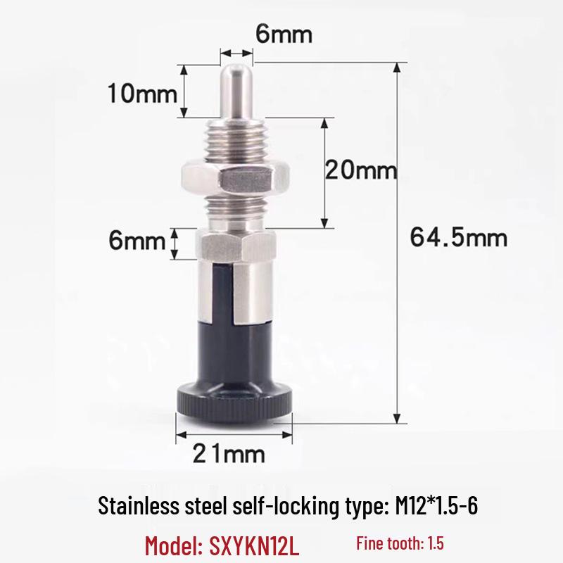 Stainless Steel/Carbon Steel Indexing Pin: Knob Plunger, Self-Locking, Re-Locking, Fine Thread, Complete Specifications